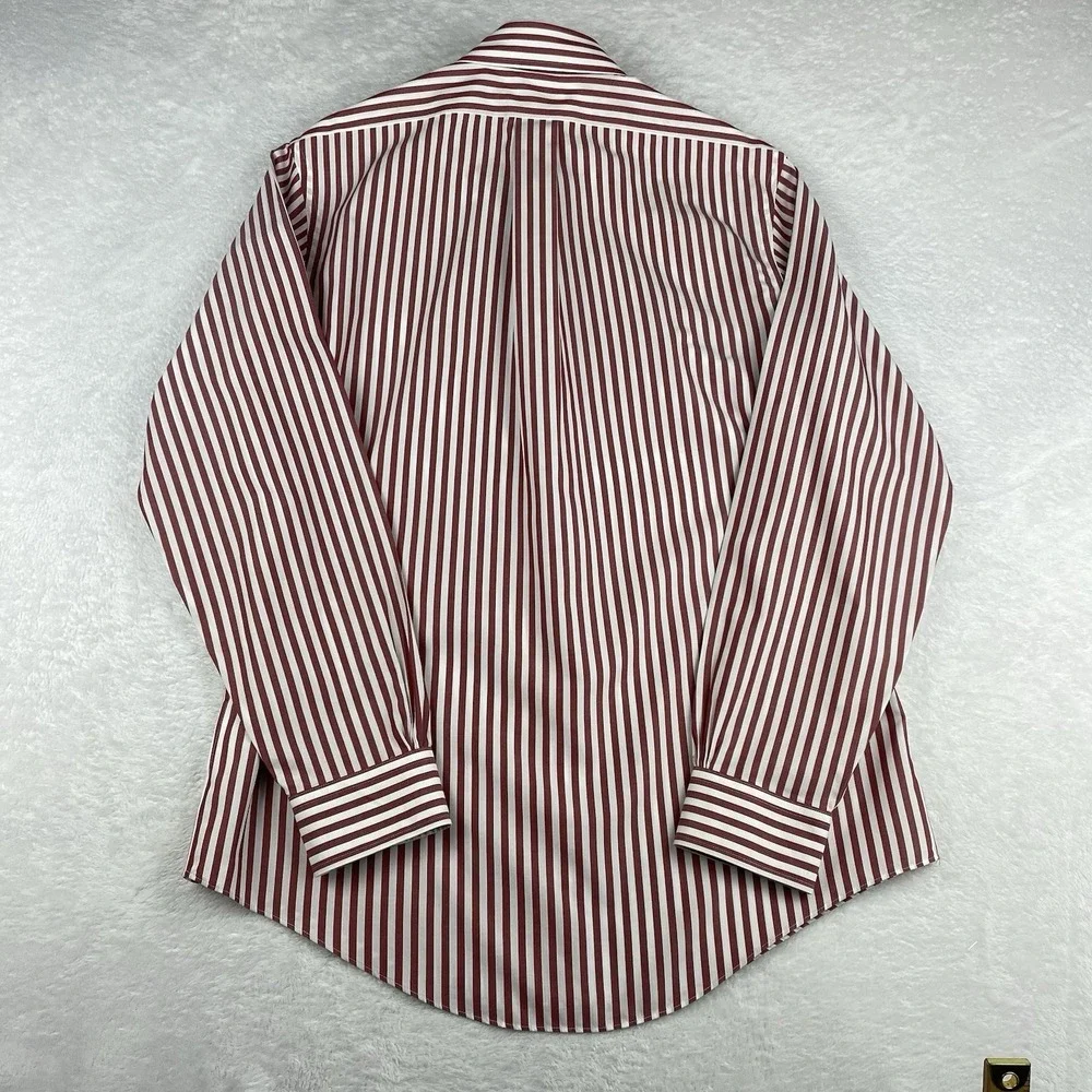 Brooks Brothers Shirt Mens Medium Crimson/White Stripes Regent Non Iron